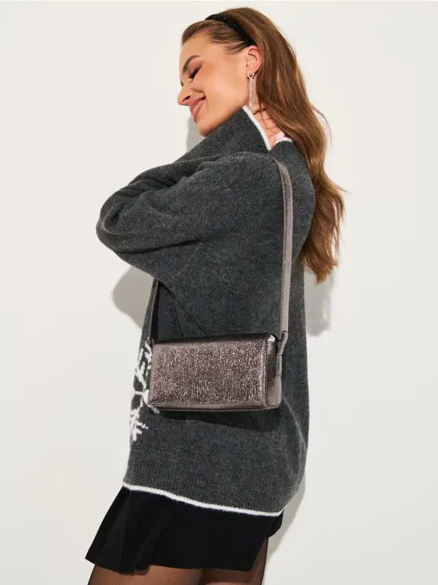 Borsa a spalla metallizzata - nero