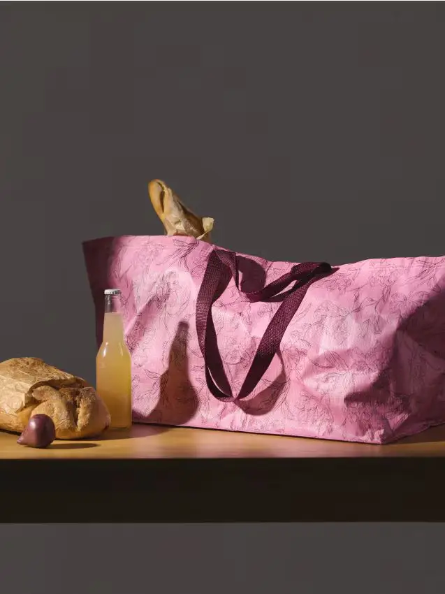 Borsa con manici a fantasia - rosa pastello