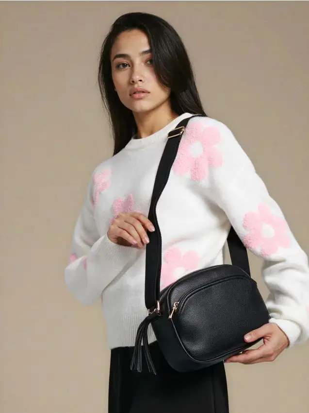 Borsa crossbody in similpelle - nero