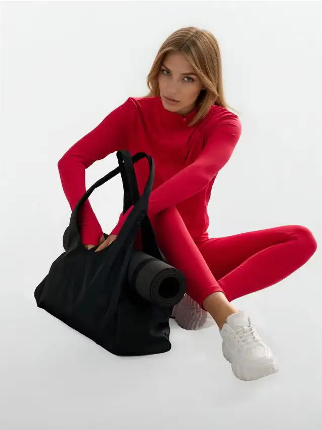 Borsa in tessuto con tracolla per tappetino da ginnastica - nero