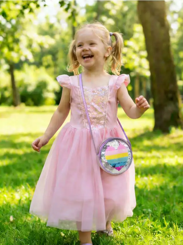 Borsa rotonda a tracolla con paillettes - viola