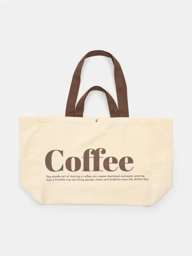 Borsa shopper con scritta “Coffee” - marrone