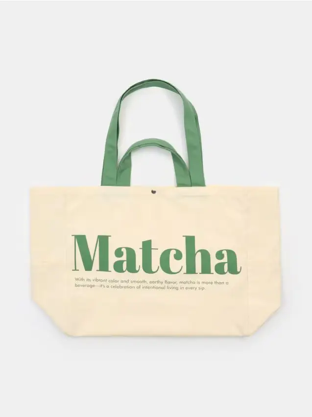 Borsa shopper con scritta “Matcha” - panna