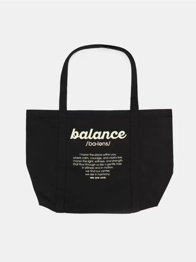 Borsa shopper in tessuto con scritta - nero