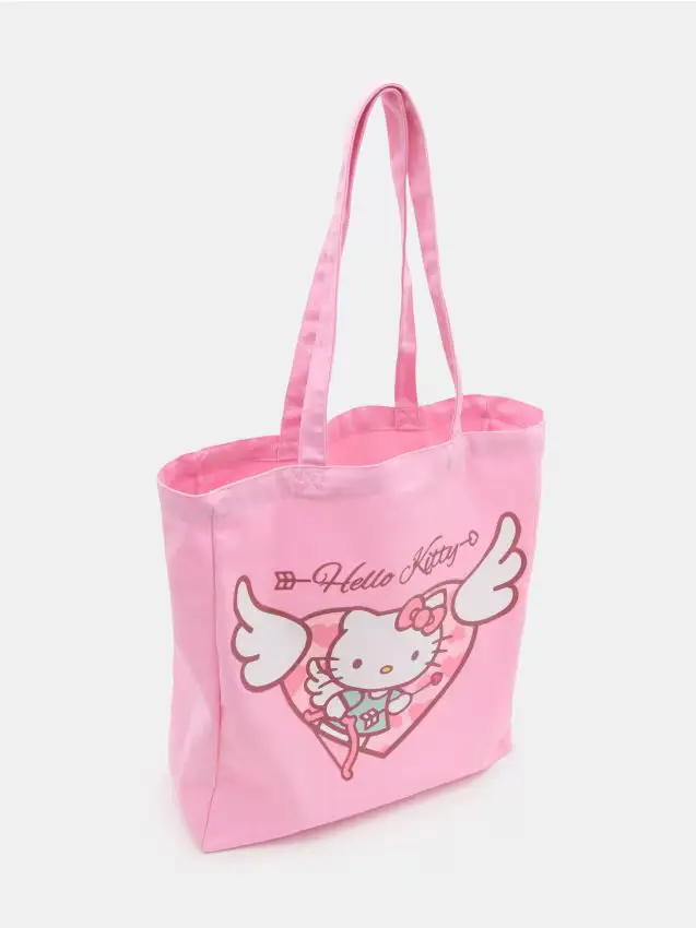 Borsa shopper in tessuto Hello Kitty - rosa