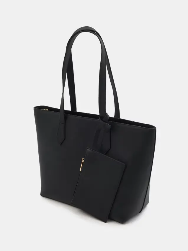 Borsa tote classica con portafoglio - nero