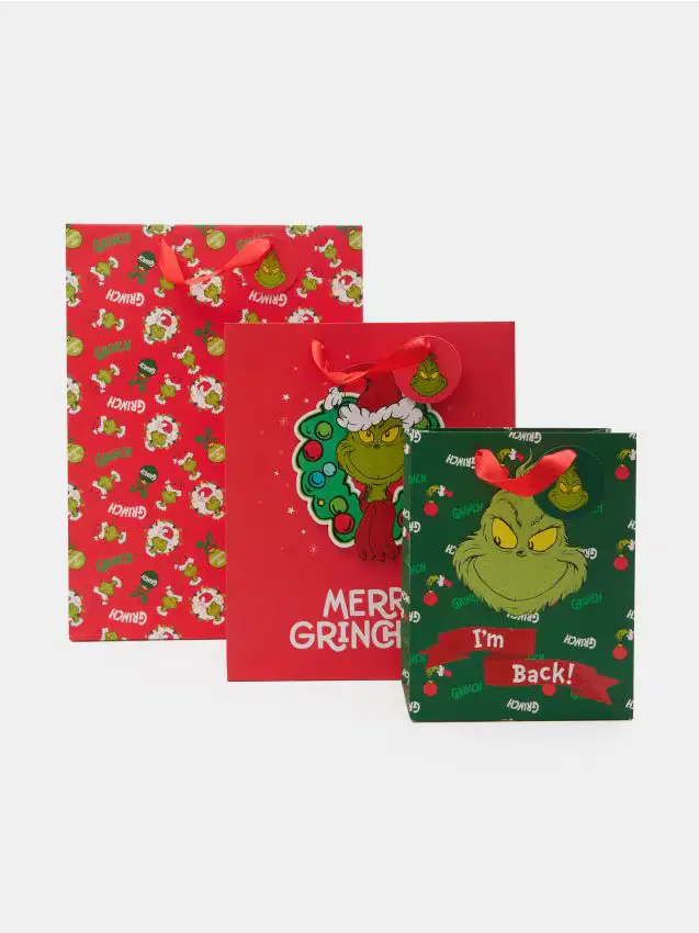 Borse regalo natalizie Grinch set da 3 - multicolor