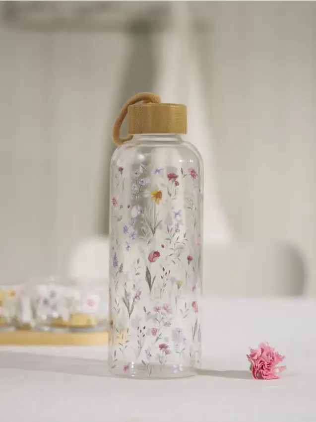 Bottiglia con motivo floreale - multicolor