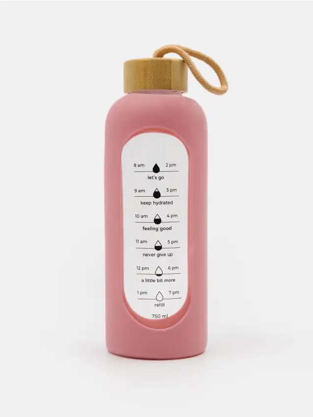 Bottiglia in vetro con scala motivazionale - rosa aurora