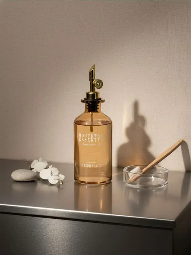 Bottiglia in vetro per collutorio con dosatore - nude