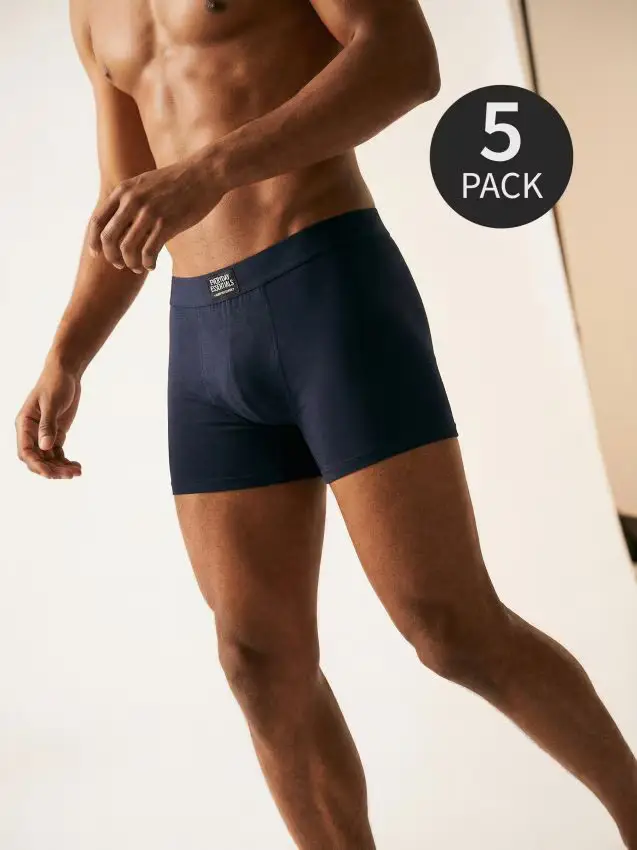 Boxer in cotone, confezione da 5 - blu scuro