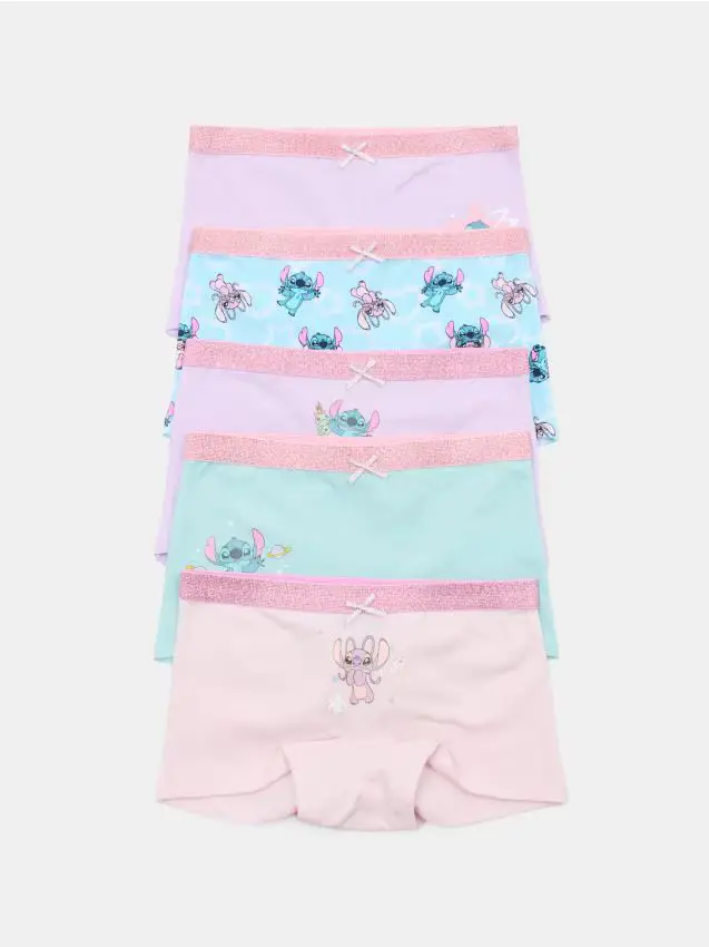 Boxer in cotone, confezione da 5 Stitch - lavanda