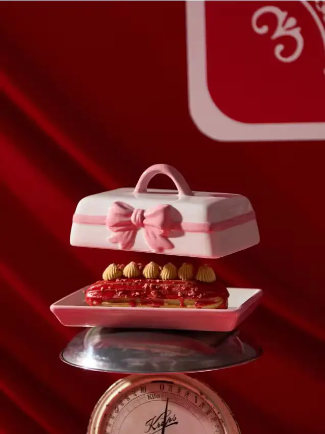 Burriera in ceramica con fiocco - rosa