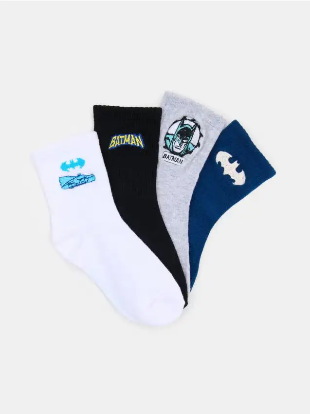 Calzini lunghi con ricamo 4 pack Batman - multicolor