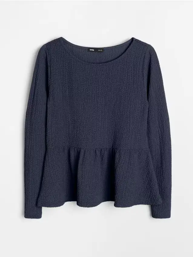 Camicetta con volant decorativi - blu scuro