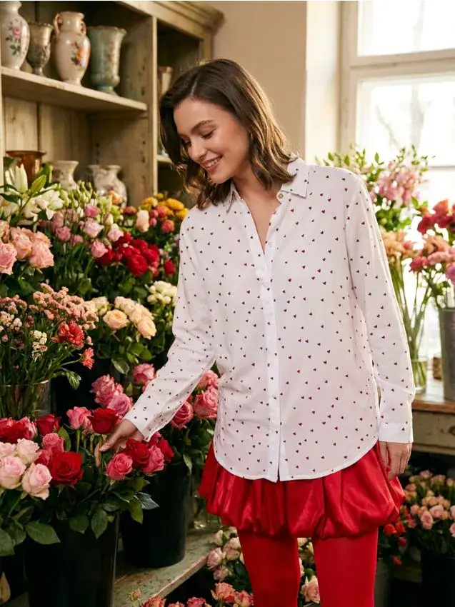 Camicia a maniche lunghe con motivo a cuori - altro