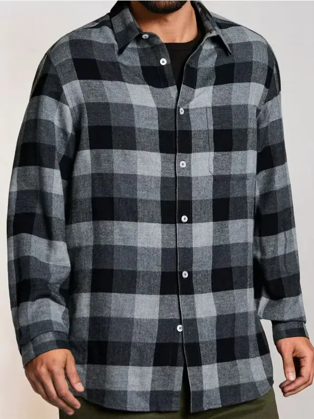 Camicia a quadri in cotone - nero