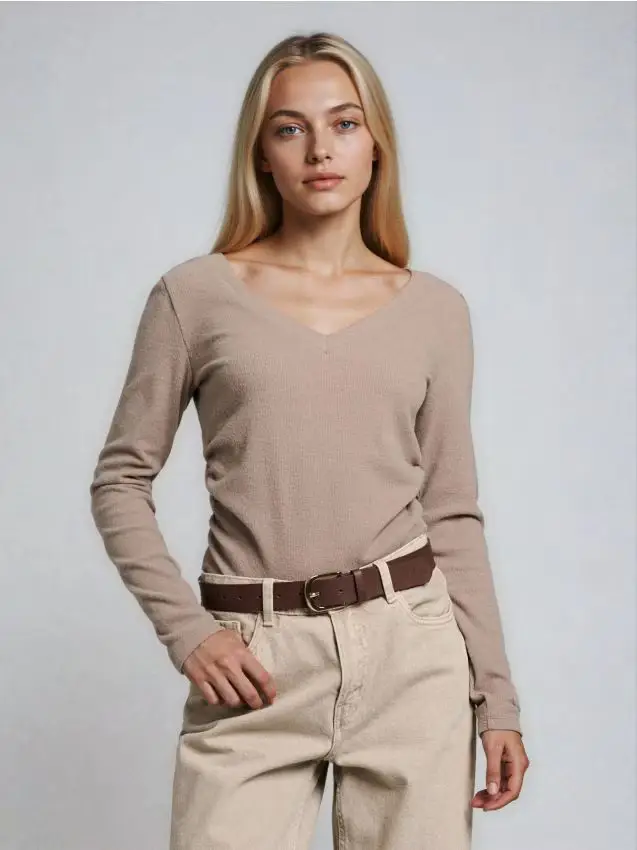 Camicia con arricciatura e miscela di viscosa - caffè Caffè