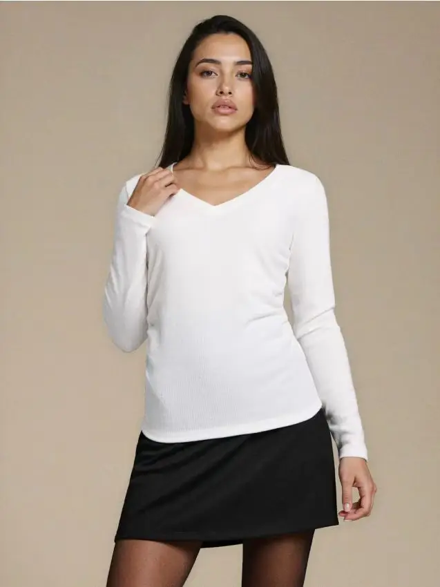 Camicia con arricciatura e miscela di viscosa - panna