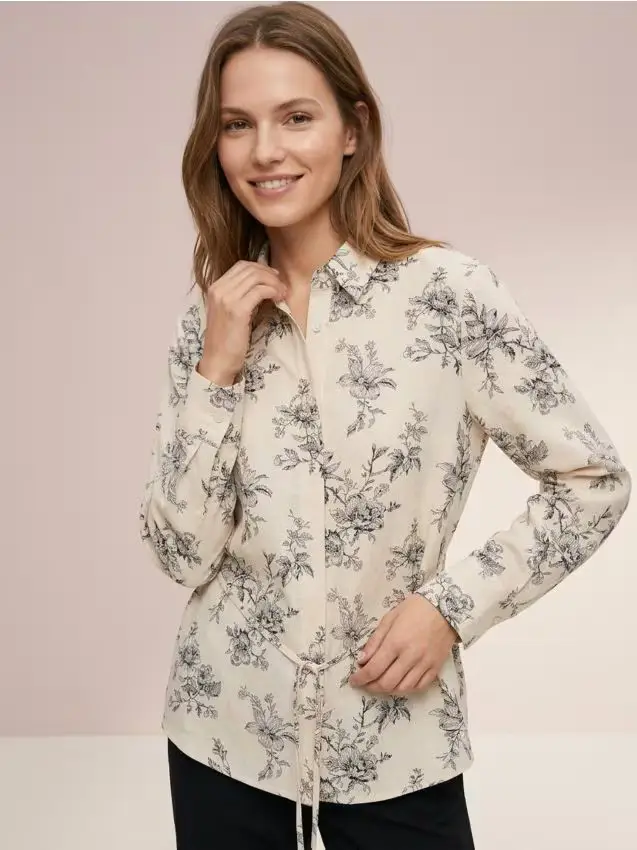 Camicia con miscela di lino e fiocco sulla schiena - multicolor