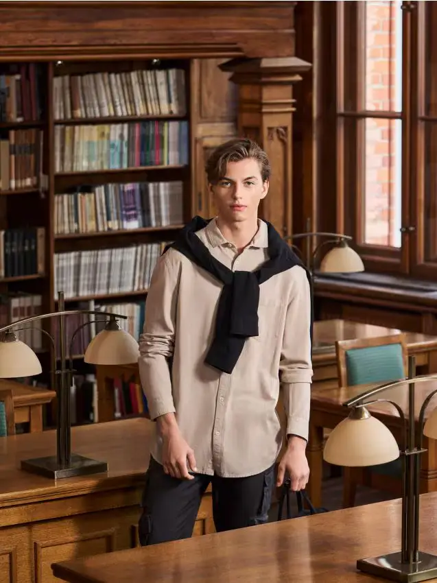 Camicia con viscosa - beige