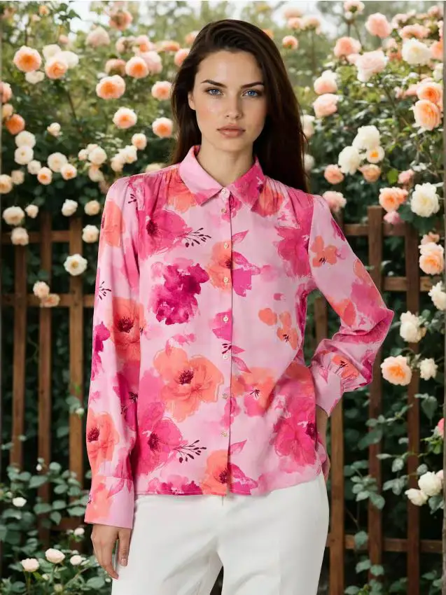 Camicia fantasia in viscosa - multicolor