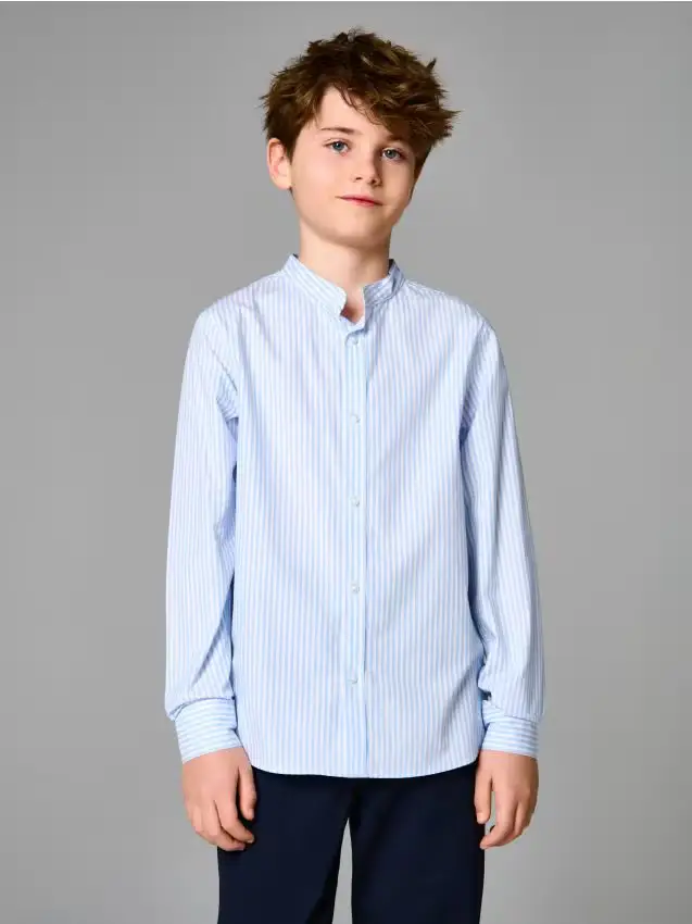 Camicia in cotone a righe - blu