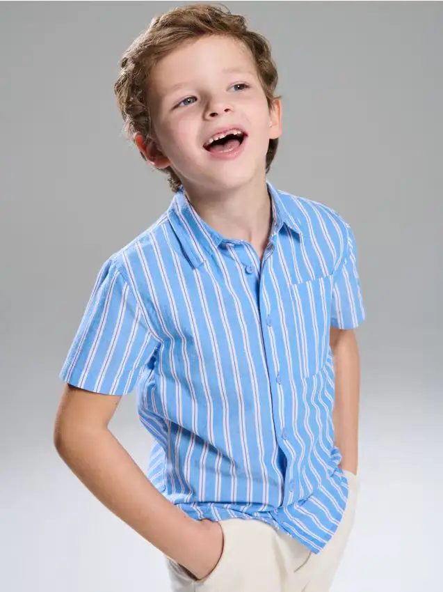 Camicia in cotone a righe - mid blue