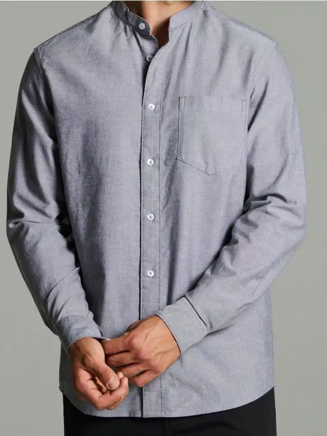 Camicia in cotone regular fit - grigio scuro