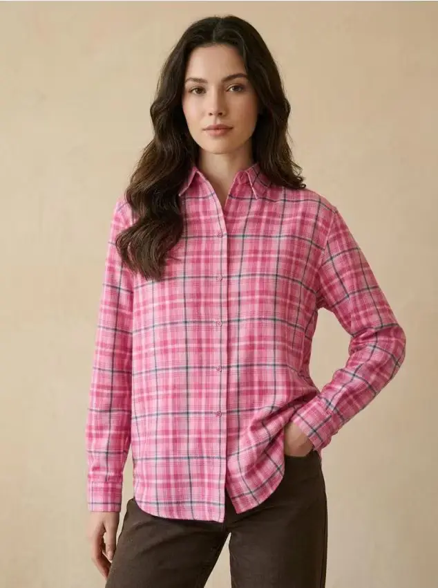 Camicia in flanella con fantasia a quadri - multicolor