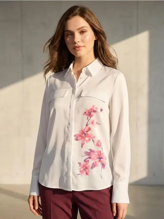 Camicia in satin con tasche - rosa pastello