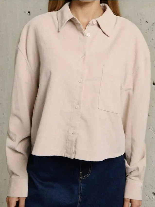 Camicia in velluto a coste con colletto - nude