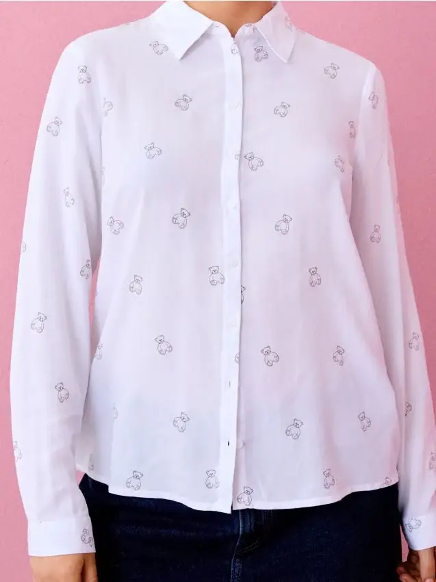 Camicia in viscosa con motivi - multicolor