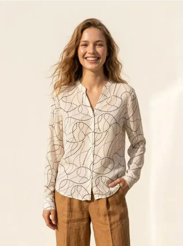Camicia in viscosa con motivo astratto - multicolor