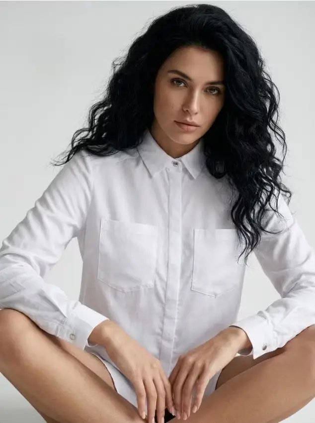 Camicia in viscosa con tasche - bianco