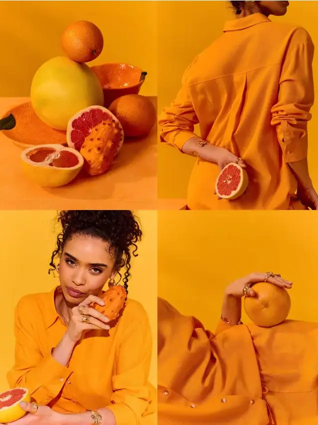 Camicia oversize con misto lino - arancione