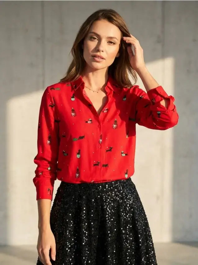 Camicia regular fit con motivo natalizio - multicolor