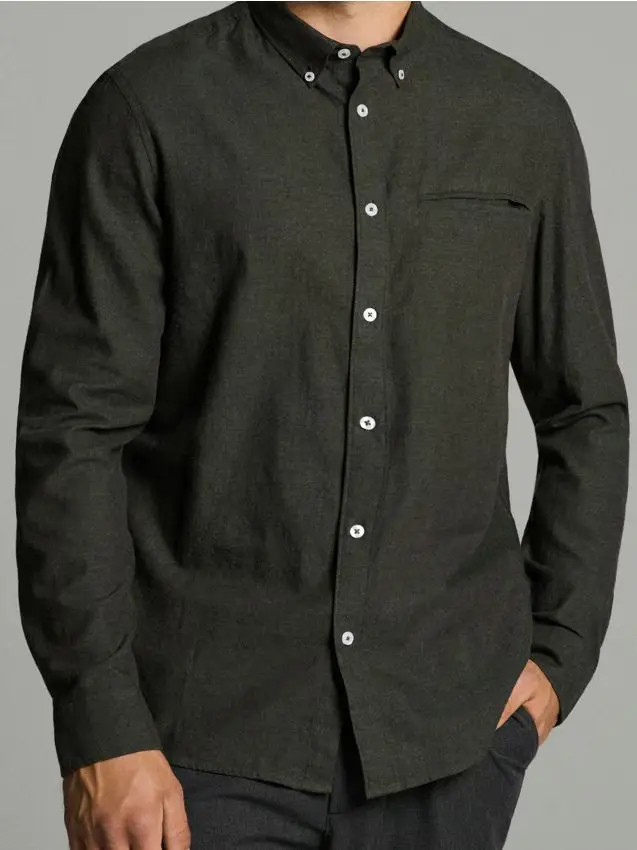 Camicia slim fit in cotone - verde scuro