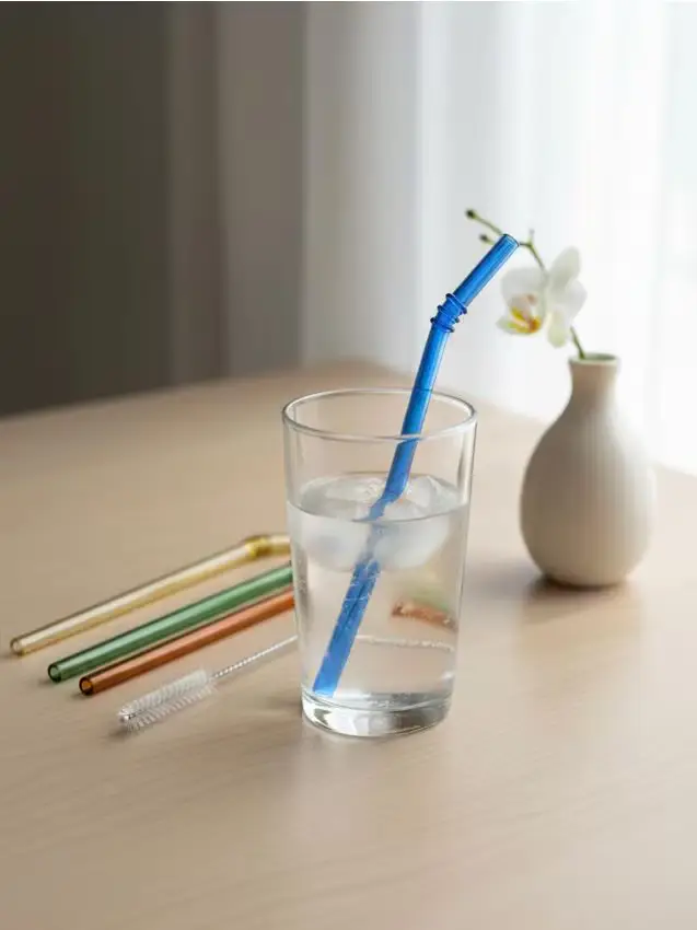 Cannucce in vetro con spazzolino per la pulizia 5 pack - multicolor