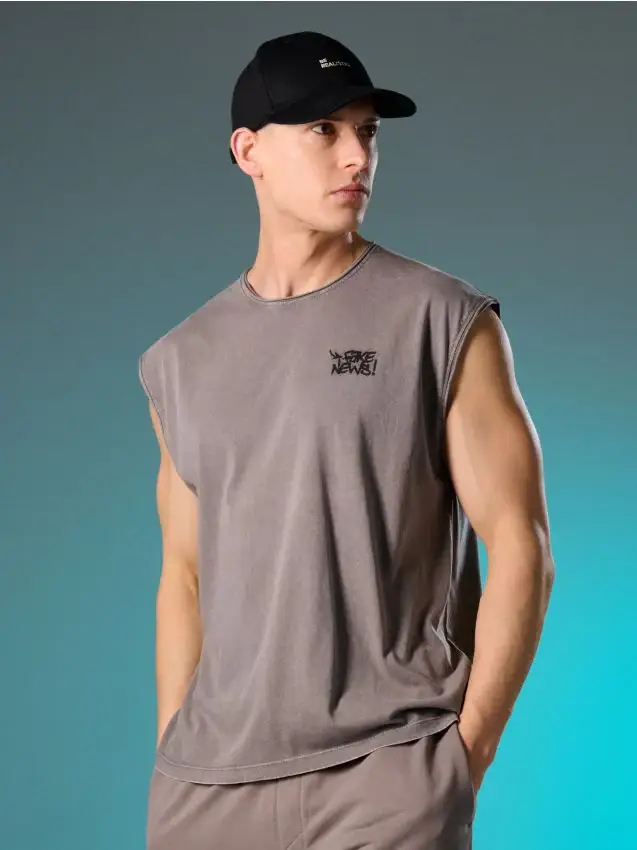 Canottiera in cotone - grigio medio