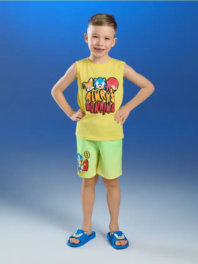 Canottiera in cotone Sonic the Hedgehog - giallo chiaro