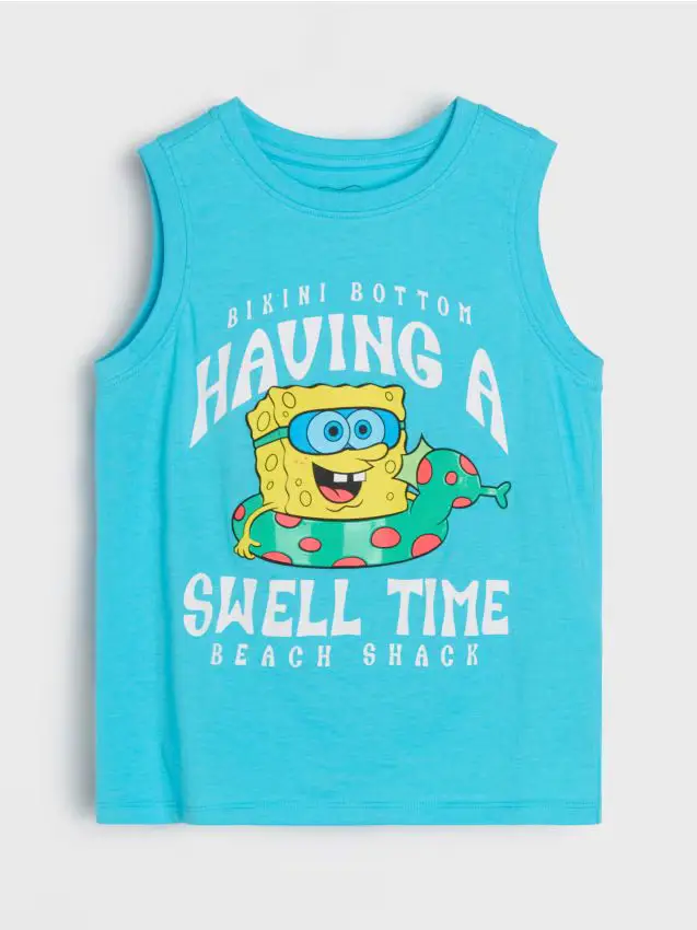 Canottiera in cotone SpongeBob - acqua