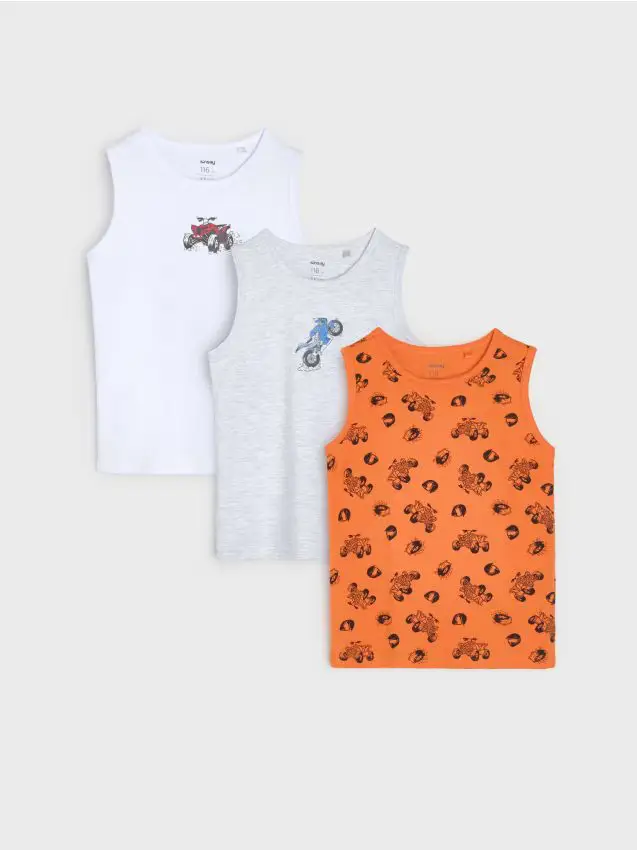 Canottiere con motivo veicoli confezione da 3 - multicolor