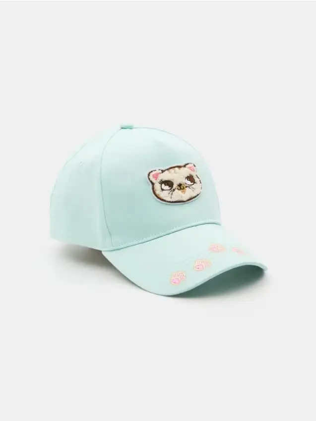 Cappellino con visiera e patch - turchese pallido