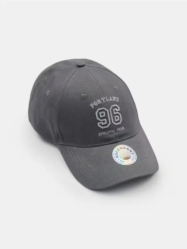 Cappellino con visiera in cotone con ricamo - grigio scuro