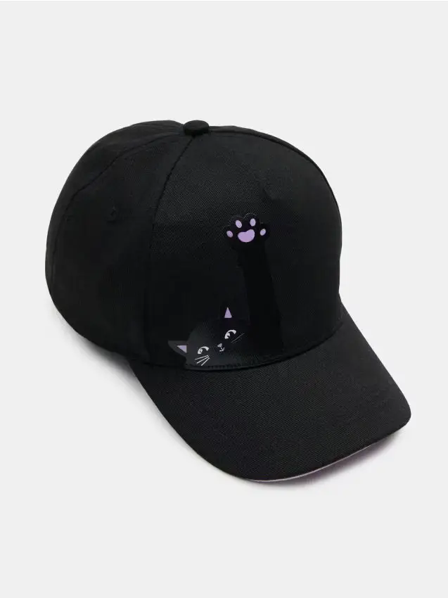 Cappellino in cotone con visiera - nero