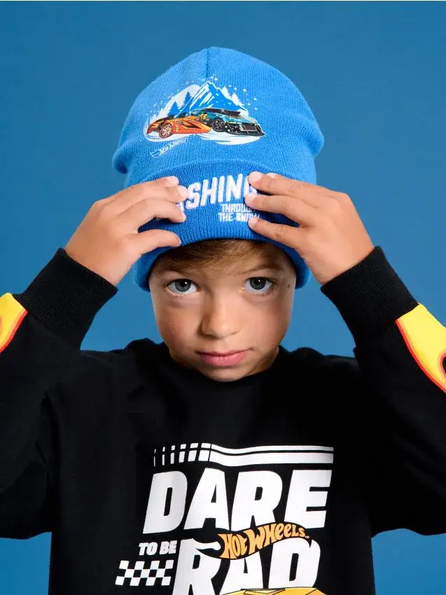 Cappello con scritta ricamata Hot Wheels - azzurro