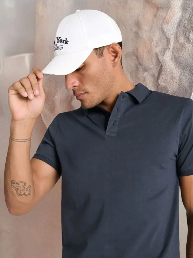 Cappello con visiera - panna