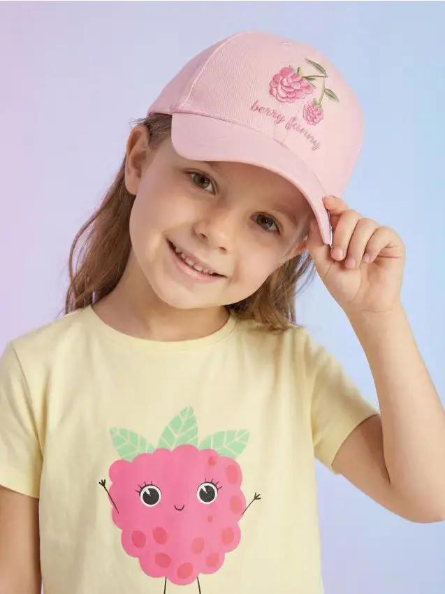 Cappello di cotone con ricamo decorativo - rosa