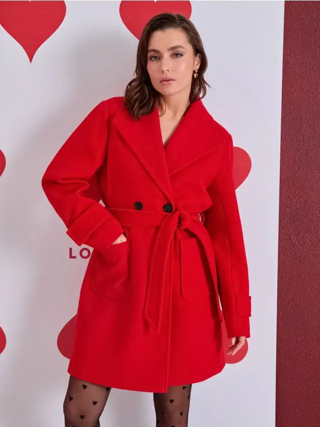 Cappotto doppiopetto dal design classico - rosso